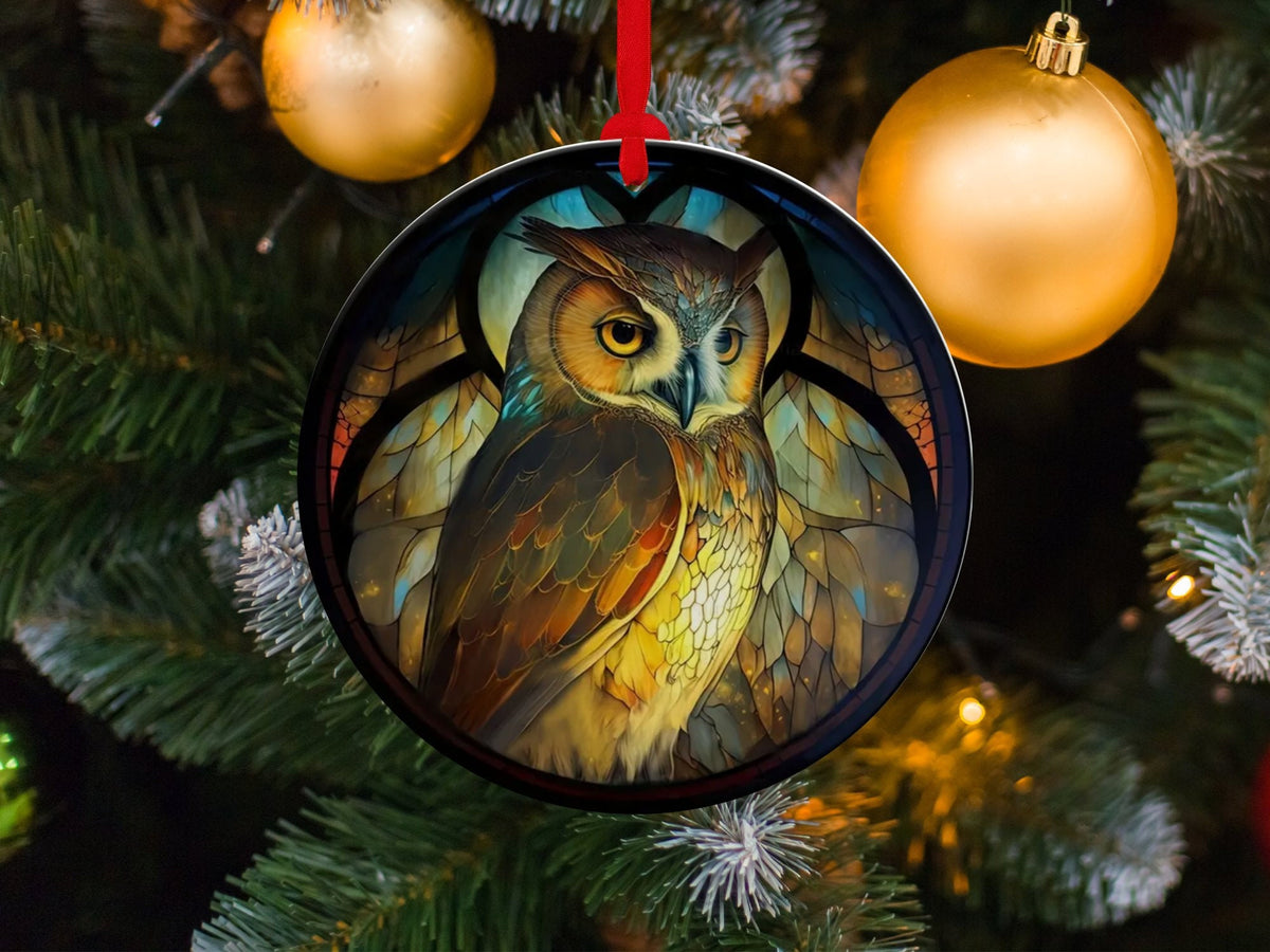 Christmas 2024 Ornament, Christmas Decoration, Holiday Gift Idea, Heirloom Keepsake, Round Ceramic, Gift Exchange, Gift Idea, Owl