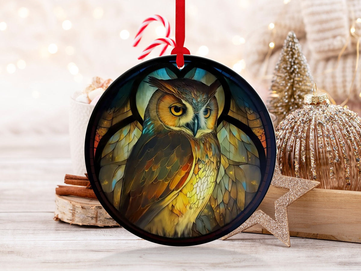 Christmas 2024 Ornament, Christmas Decoration, Holiday Gift Idea, Heirloom Keepsake, Round Ceramic, Gift Exchange, Gift Idea, Owl