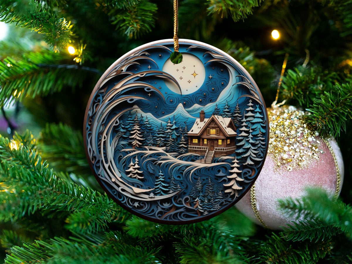 Christmas 2024 Ornament, Christmas Decoration, Holiday Gift Idea, Heirloom Keepsake, Round Ceramic, Gift Exchange, Gift Idea, Xmas Scene