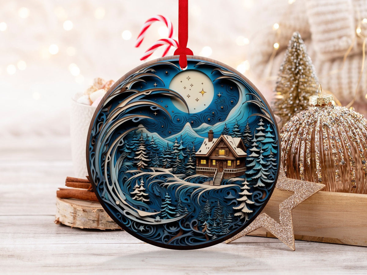 Christmas 2024 Ornament, Christmas Decoration, Holiday Gift Idea, Heirloom Keepsake, Round Ceramic, Gift Exchange, Gift Idea, Xmas Scene