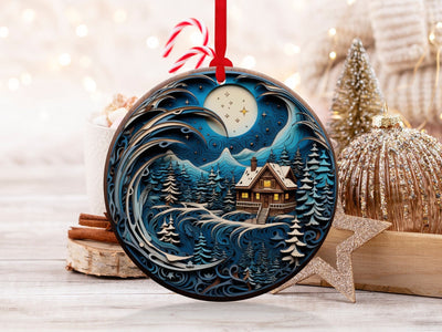 Christmas 2024 Ornament, Christmas Decoration, Holiday Gift Idea, Heirloom Keepsake, Round Ceramic, Gift Exchange, Gift Idea, Xmas Scene
