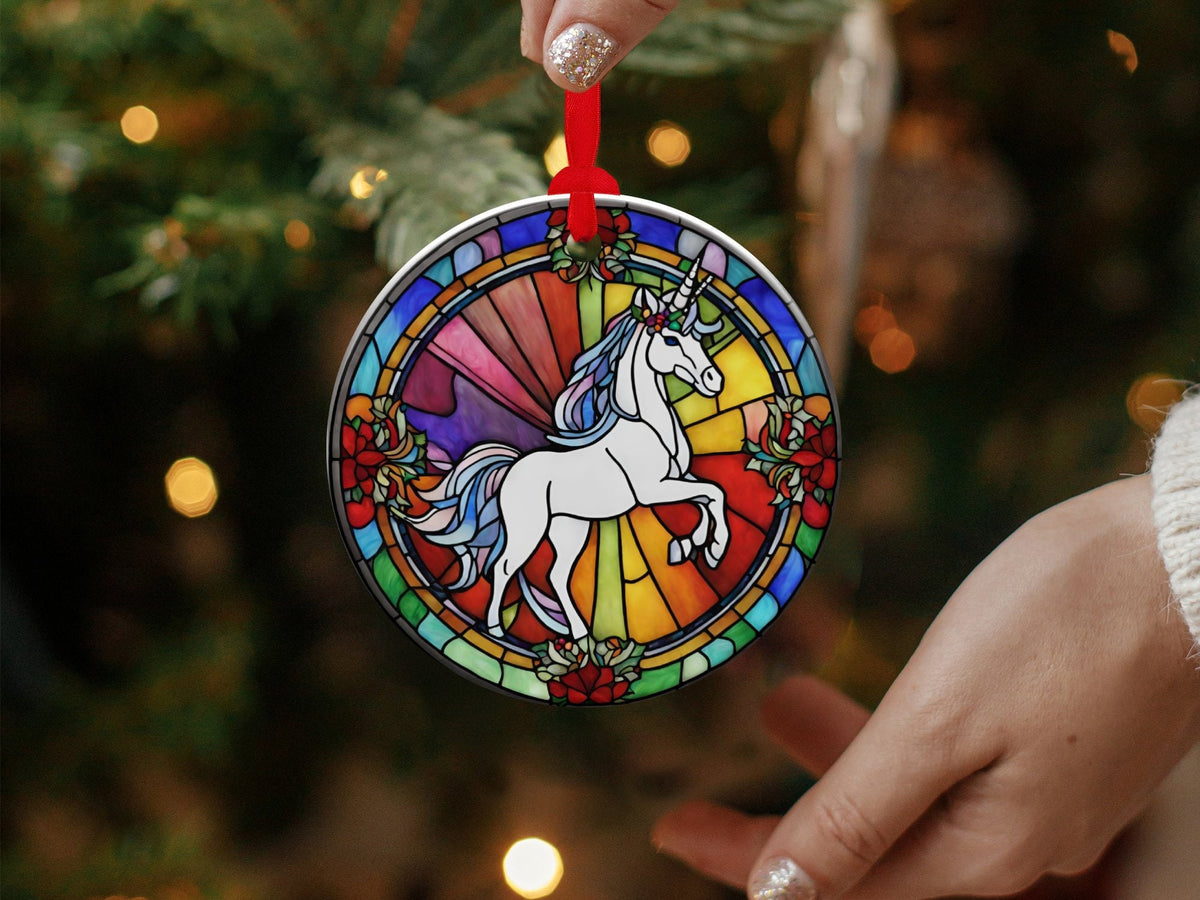 Christmas 2024 Ornament, Christmas Decoration, Holiday Gift Idea, Heirloom Keepsake, Round Ceramic, Gift Exchange, Gift Idea, Unicorn