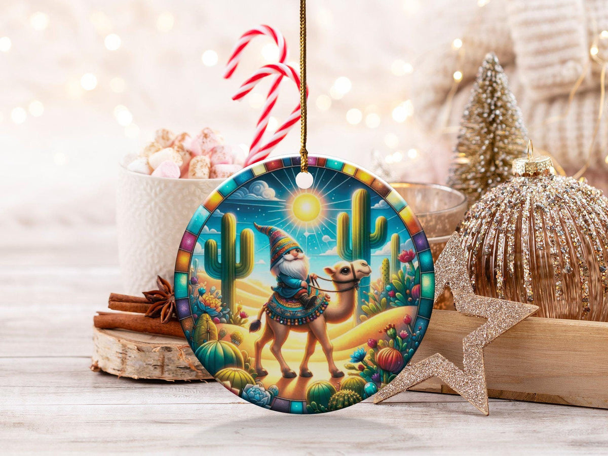 Christmas 2024 Ornament, Christmas Decoration, Holiday Gift Idea, Heirloom Keepsake, Round Ceramic, Gift Exchange, Gift Idea, Gnome