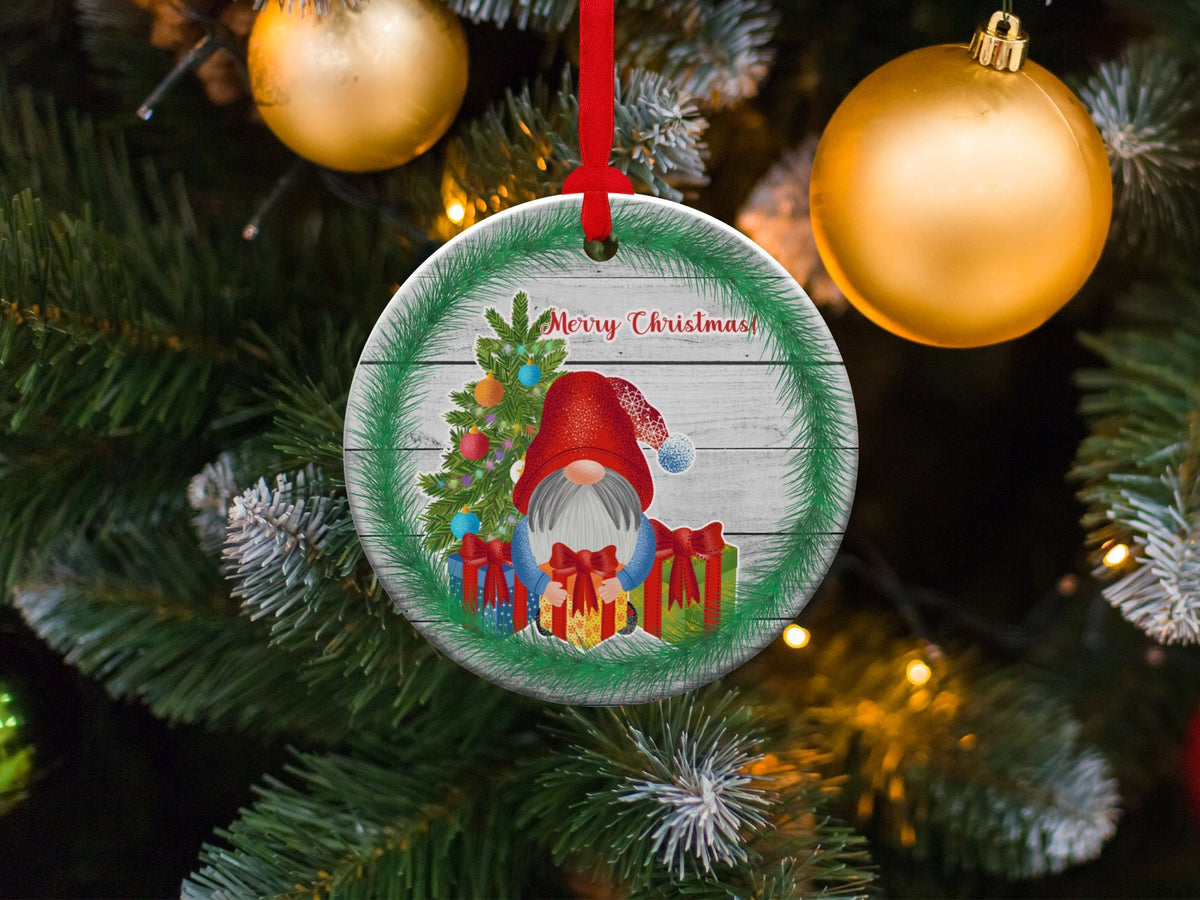 Christmas 2024 Ornament, Christmas Decoration, Holiday Gift Idea, Heirloom Keepsake, Round Ceramic, Gift Exchange, Gift Idea, Gnome