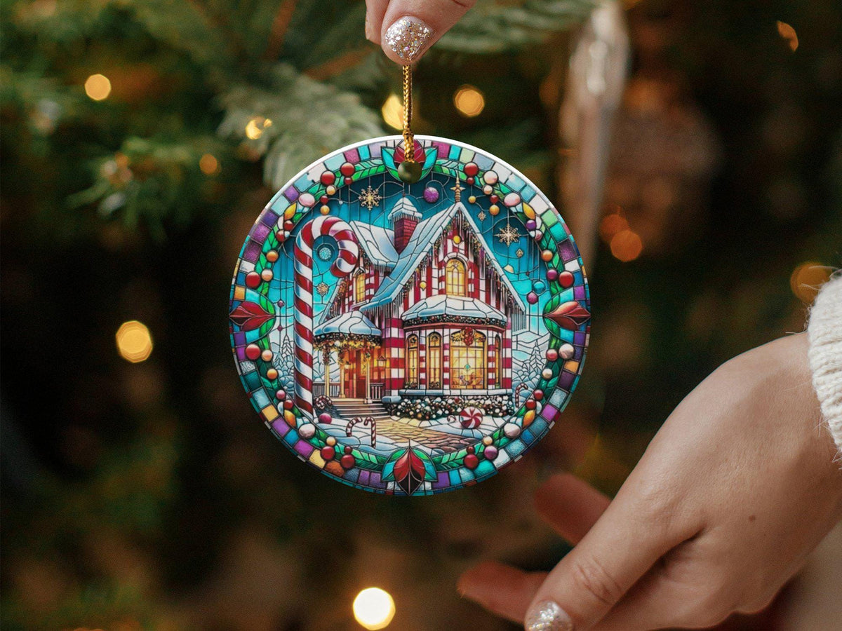 Christmas 2024 Ornament, Christmas Decoration, Holiday Gift Idea, Heirloom Keepsake, Round Ceramic, Gift Exchange, Gift Idea, Xmas House