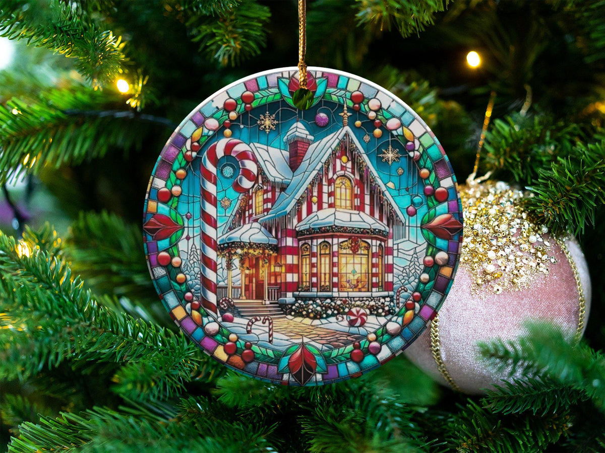 Christmas 2024 Ornament, Christmas Decoration, Holiday Gift Idea, Heirloom Keepsake, Round Ceramic, Gift Exchange, Gift Idea, Xmas House