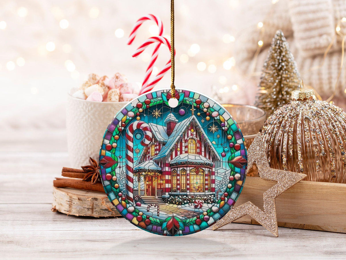 Christmas 2024 Ornament, Christmas Decoration, Holiday Gift Idea, Heirloom Keepsake, Round Ceramic, Gift Exchange, Gift Idea, Xmas House