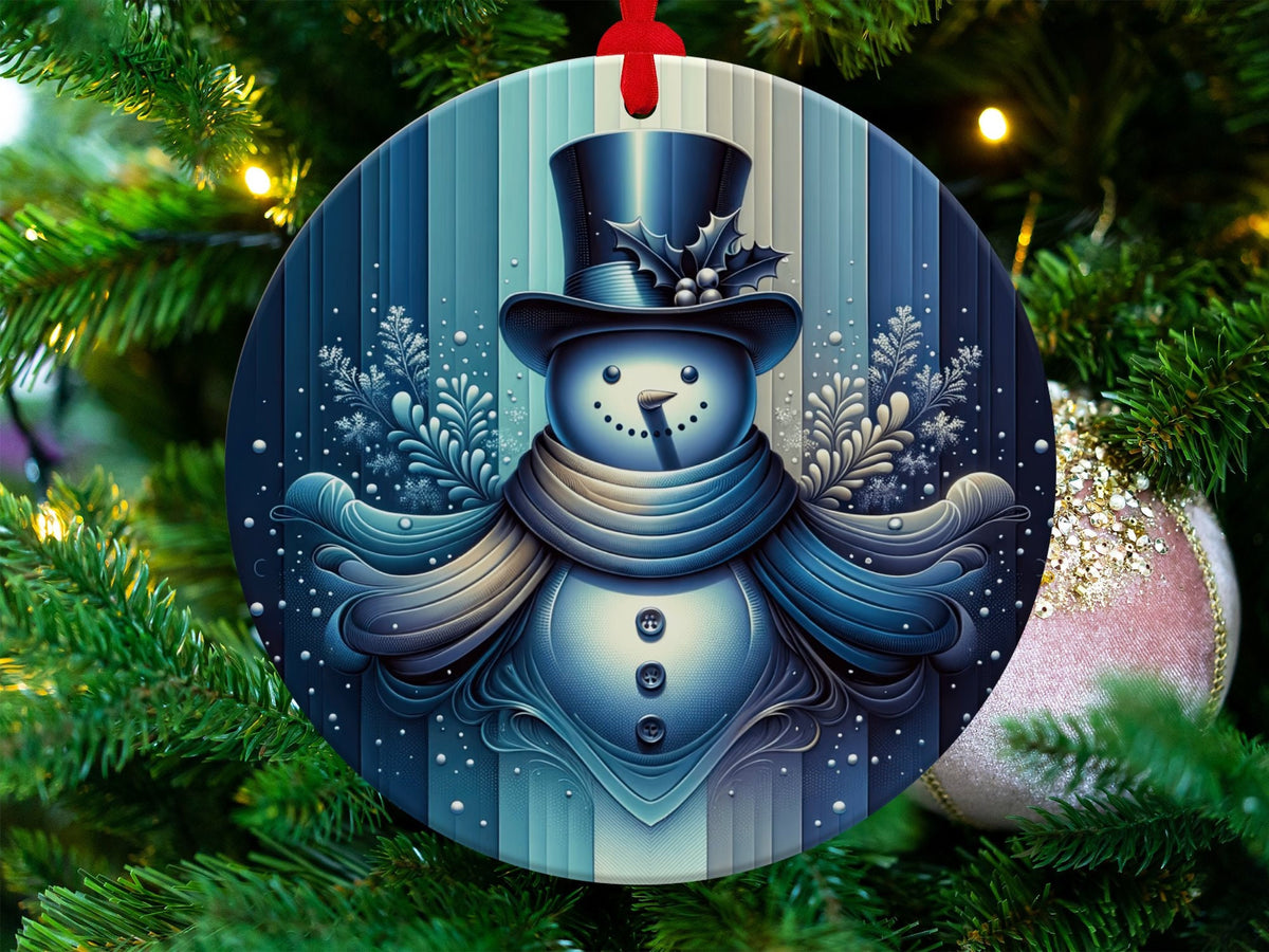 Christmas 2024 Ornament, Christmas Decoration, Holiday Gift Idea, Heirloom Keepsake, Round Ceramic, Gift Exchange, Gift Idea, Snowman