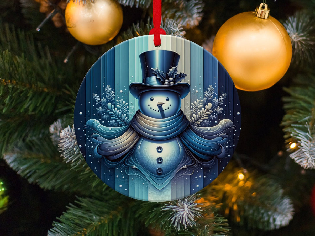 Christmas 2024 Ornament, Christmas Decoration, Holiday Gift Idea, Heirloom Keepsake, Round Ceramic, Gift Exchange, Gift Idea, Snowman
