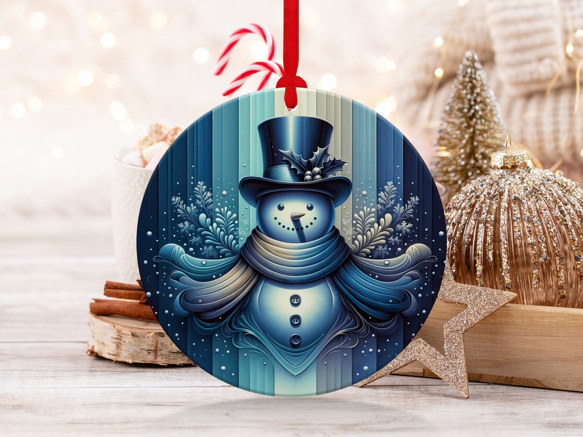 Christmas 2024 Ornament, Christmas Decoration, Holiday Gift Idea, Heirloom Keepsake, Round Ceramic, Gift Exchange, Gift Idea, Snowman