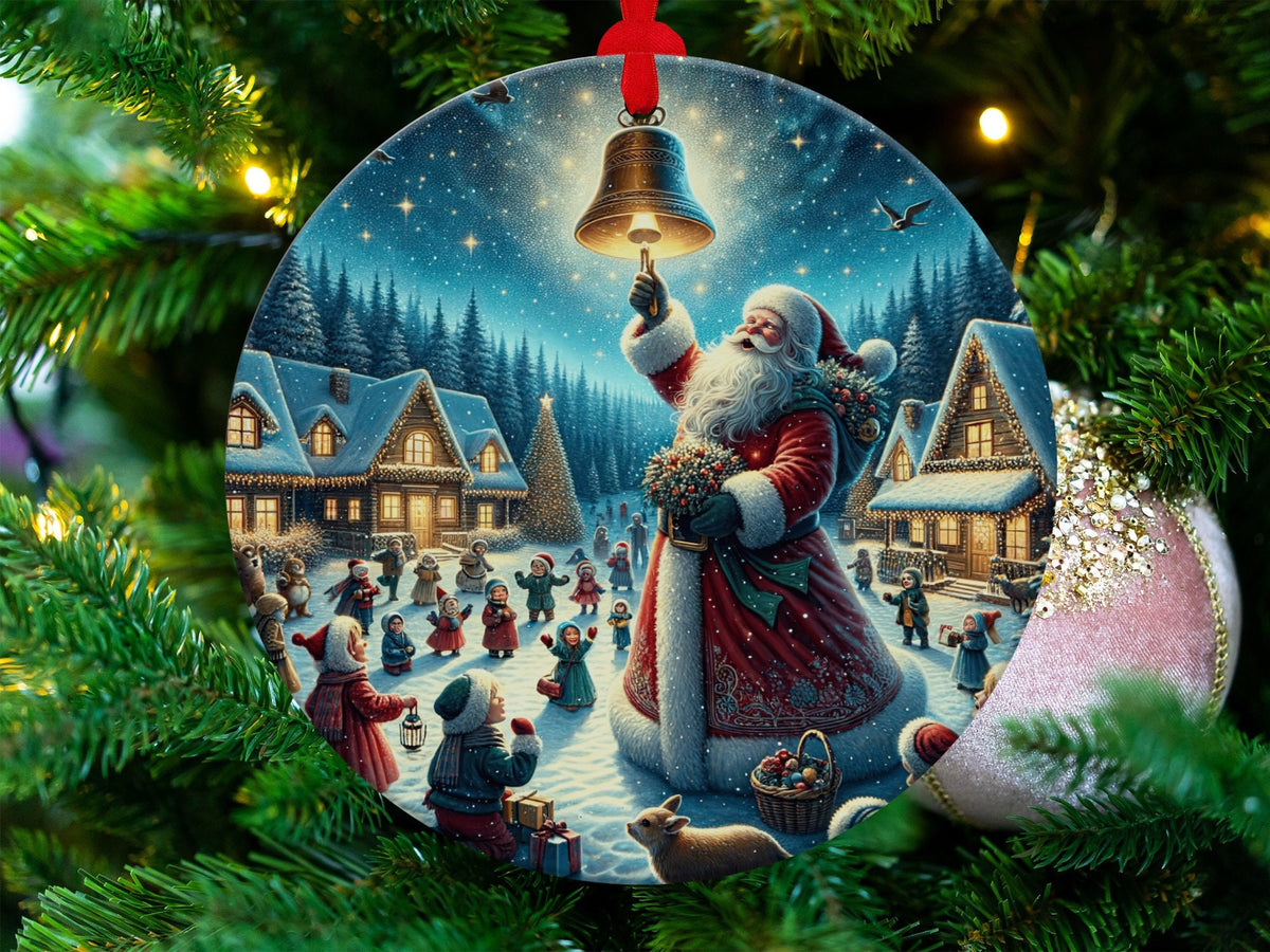 Christmas 2024 Ornament, Christmas Decoration, Holiday Gift Idea, Heirloom Keepsake, Round Ceramic, Gift Exchange, Gift Idea, Santa Claus