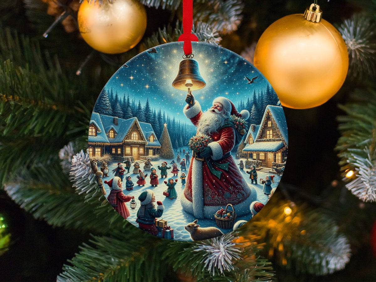Christmas 2024 Ornament, Christmas Decoration, Holiday Gift Idea, Heirloom Keepsake, Round Ceramic, Gift Exchange, Gift Idea, Santa Claus