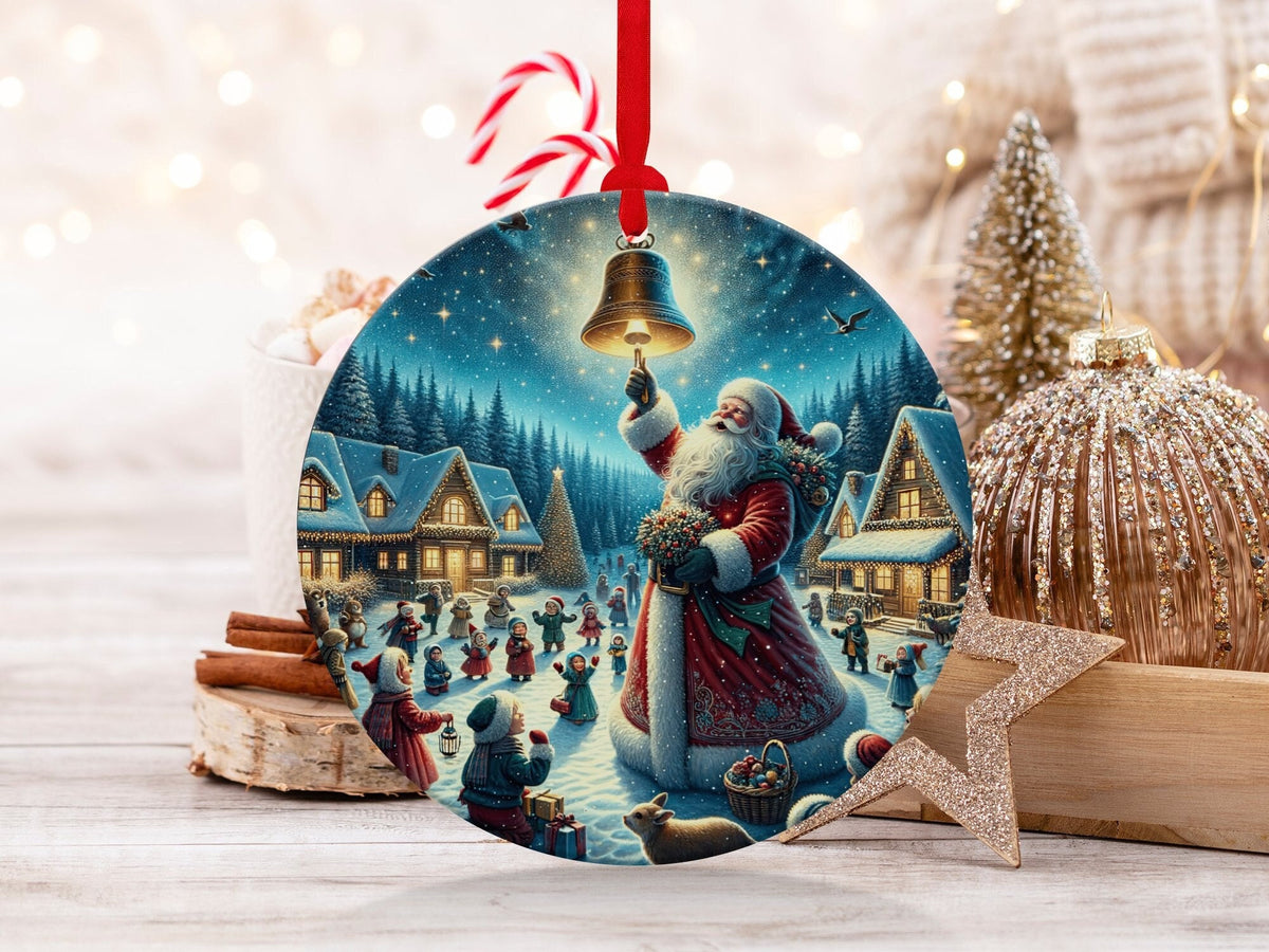 Christmas 2024 Ornament, Christmas Decoration, Holiday Gift Idea, Heirloom Keepsake, Round Ceramic, Gift Exchange, Gift Idea, Santa Claus