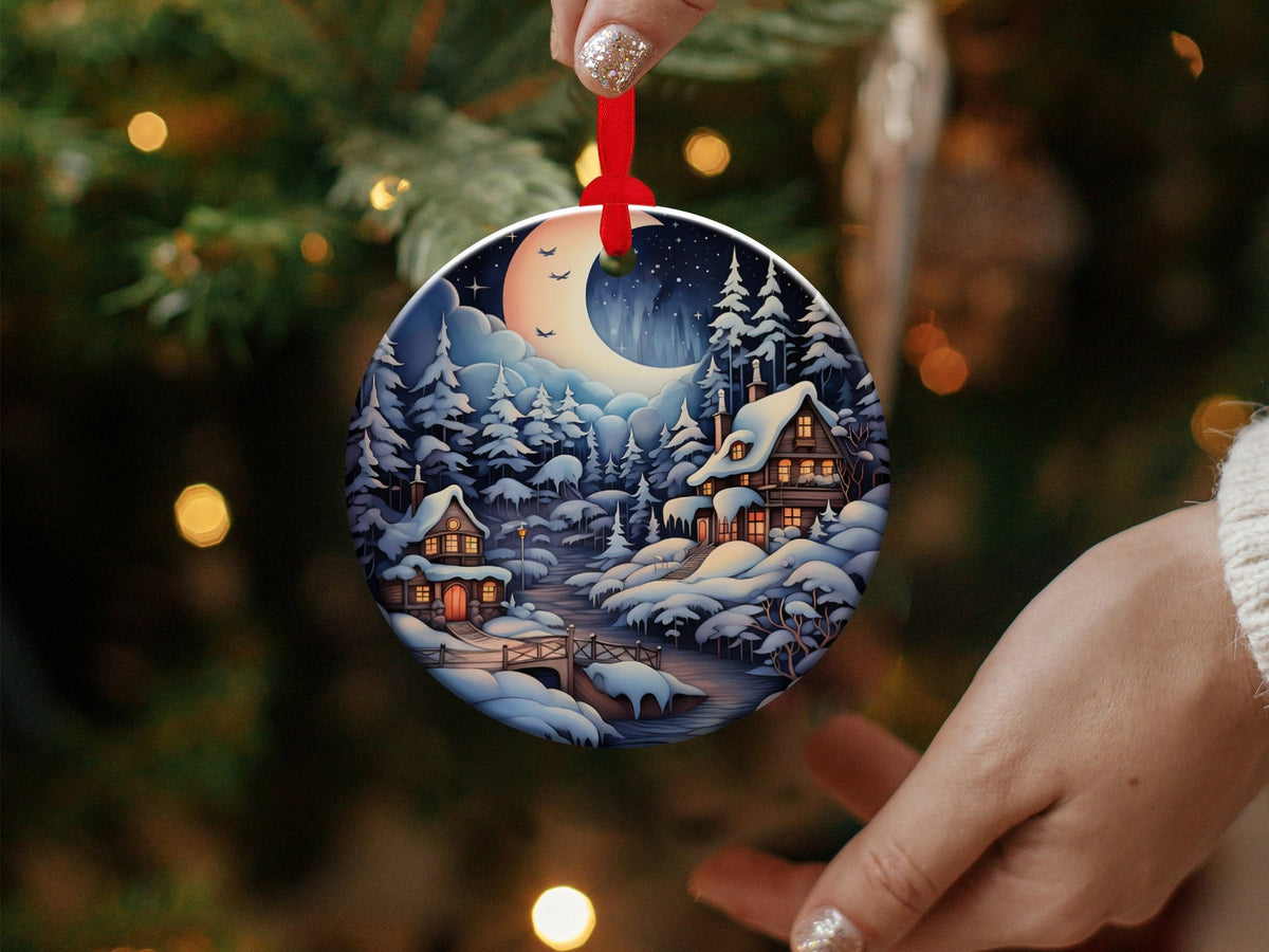 Christmas 2024 Ornament, Christmas Decoration, Holiday Gift Idea, Heirloom Keepsake, Round Ceramic, Gift Exchange, Gift Idea, Xmas Village
