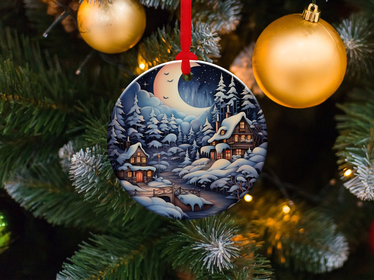 Christmas 2024 Ornament, Christmas Decoration, Holiday Gift Idea, Heirloom Keepsake, Round Ceramic, Gift Exchange, Gift Idea, Xmas Village
