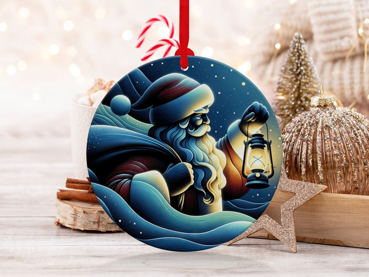 Christmas 2024 Ornament, Christmas Decoration, Holiday Gift Idea, Heirloom Keepsake, Round Ceramic, Gift Exchange, Gift Idea, Santa Claus