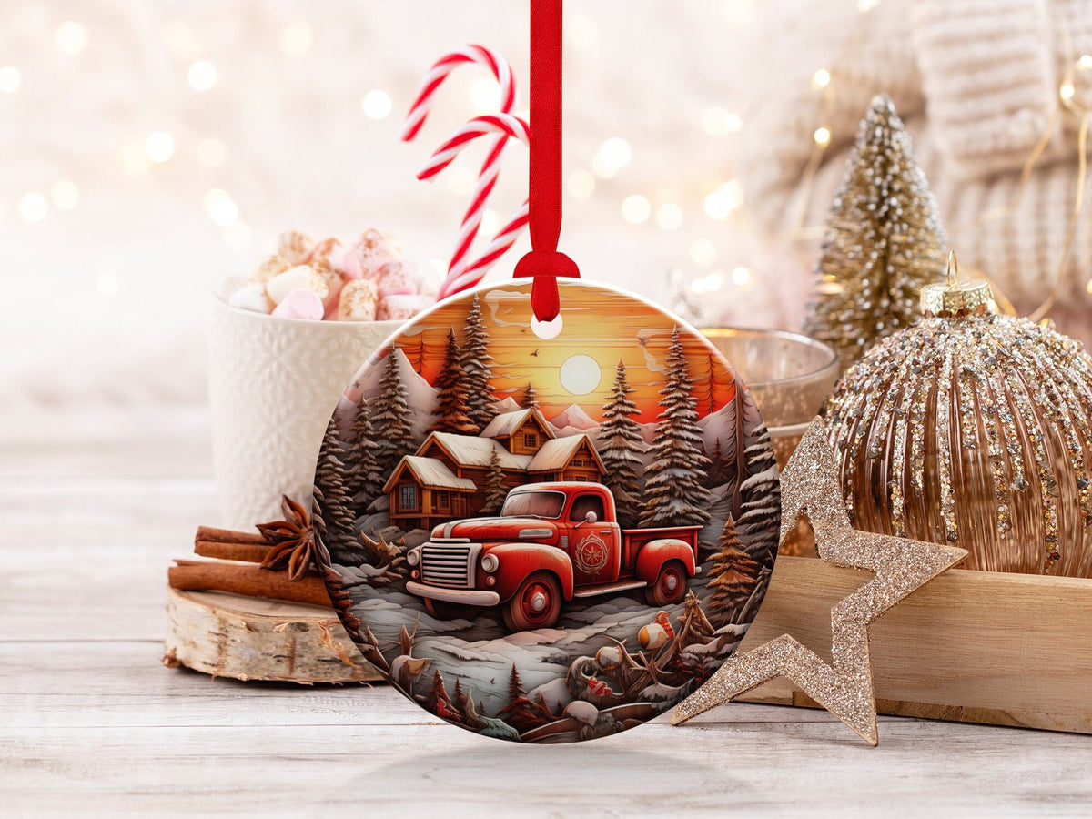 Christmas 2023 Ornament, Christmas Decoration, Holiday Gift Idea, Heirloom Keepsake, Round Ceramic, Gift Exchange, Gift Idea, Xmas Track