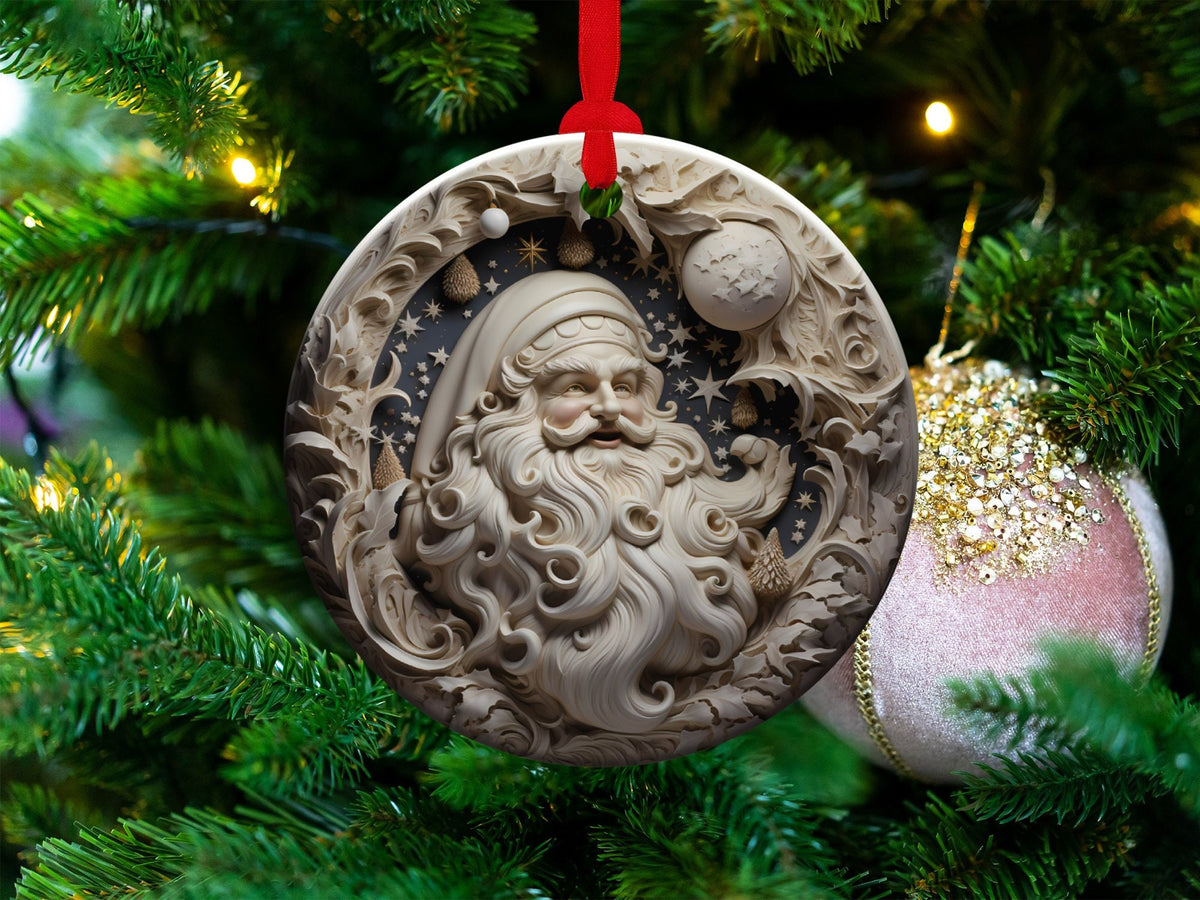 Christmas 2024 Ornament, Christmas Decoration, Holiday Gift Idea, Heirloom Keepsake, Round Ceramic, Gift Exchange, Gift Idea, Santa Claus
