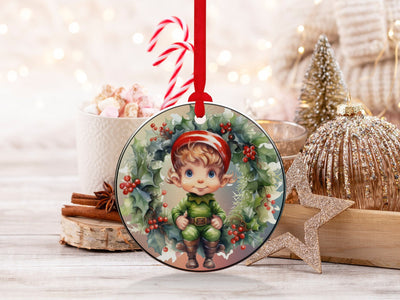 Christmas 2024 Ornament, Christmas Decoration, Holiday Gift Idea, Heirloom Keepsake, Round Ceramic, Gift Exchange, Gift Idea, Elf Ornament