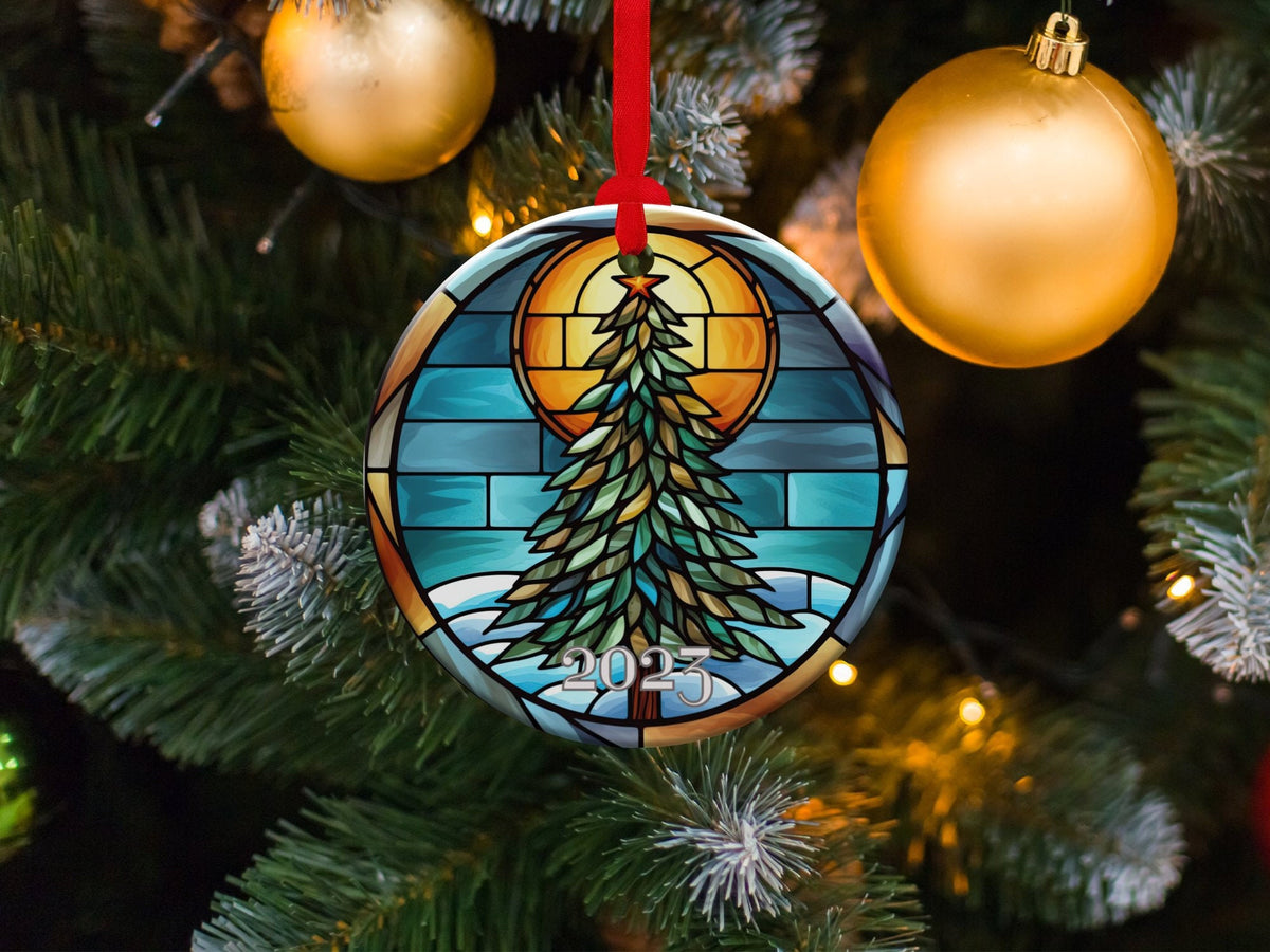 Christmas 2024 Ornament, Christmas Decoration, Holiday Gift Idea, Heirloom Keepsake, Round Ceramic, Gift Exchange, Gift Idea, Xmas Tree