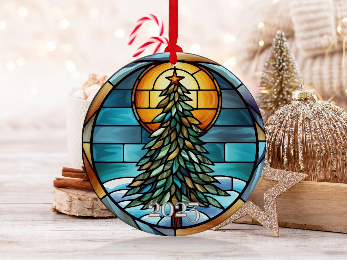 Christmas 2024 Ornament, Christmas Decoration, Holiday Gift Idea, Heirloom Keepsake, Round Ceramic, Gift Exchange, Gift Idea, Xmas Tree
