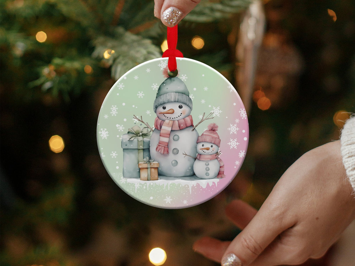 Christmas 2024 Ornament, Christmas Decoration, Holiday Gift Idea, Heirloom Keepsake, Round Ceramic, Gift Exchange, Gift Idea, Snowman