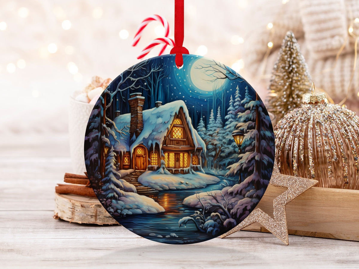 Christmas 2024 Ornament, Christmas Decoration, Holiday Gift Idea, Heirloom Keepsake, Round Ceramic, Gift Exchange, Gift Idea, X-Mas Ornament