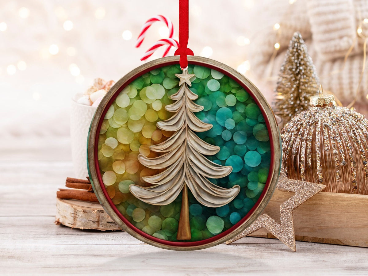 Christmas 2024 Ornament, Christmas Decoration, Holiday Gift Idea, Heirloom Keepsake, Round Ceramic, Gift Exchange, Gift Idea, X-Mas Tree