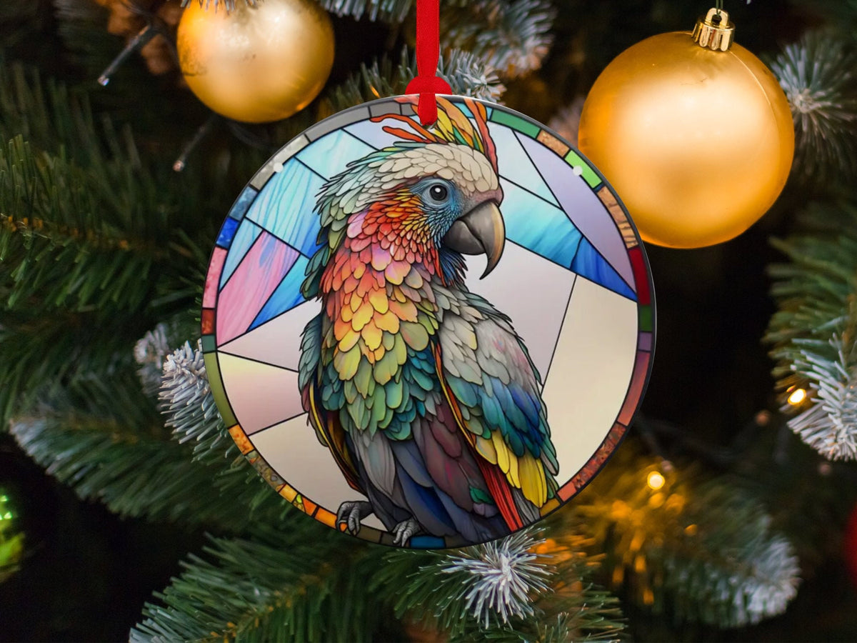 Christmas 2024 Ornament, Christmas Decoration, Holiday Gift Idea, Heirloom Keepsake, Round Ceramic, Gift Exchange, Gift Idea, Parrot