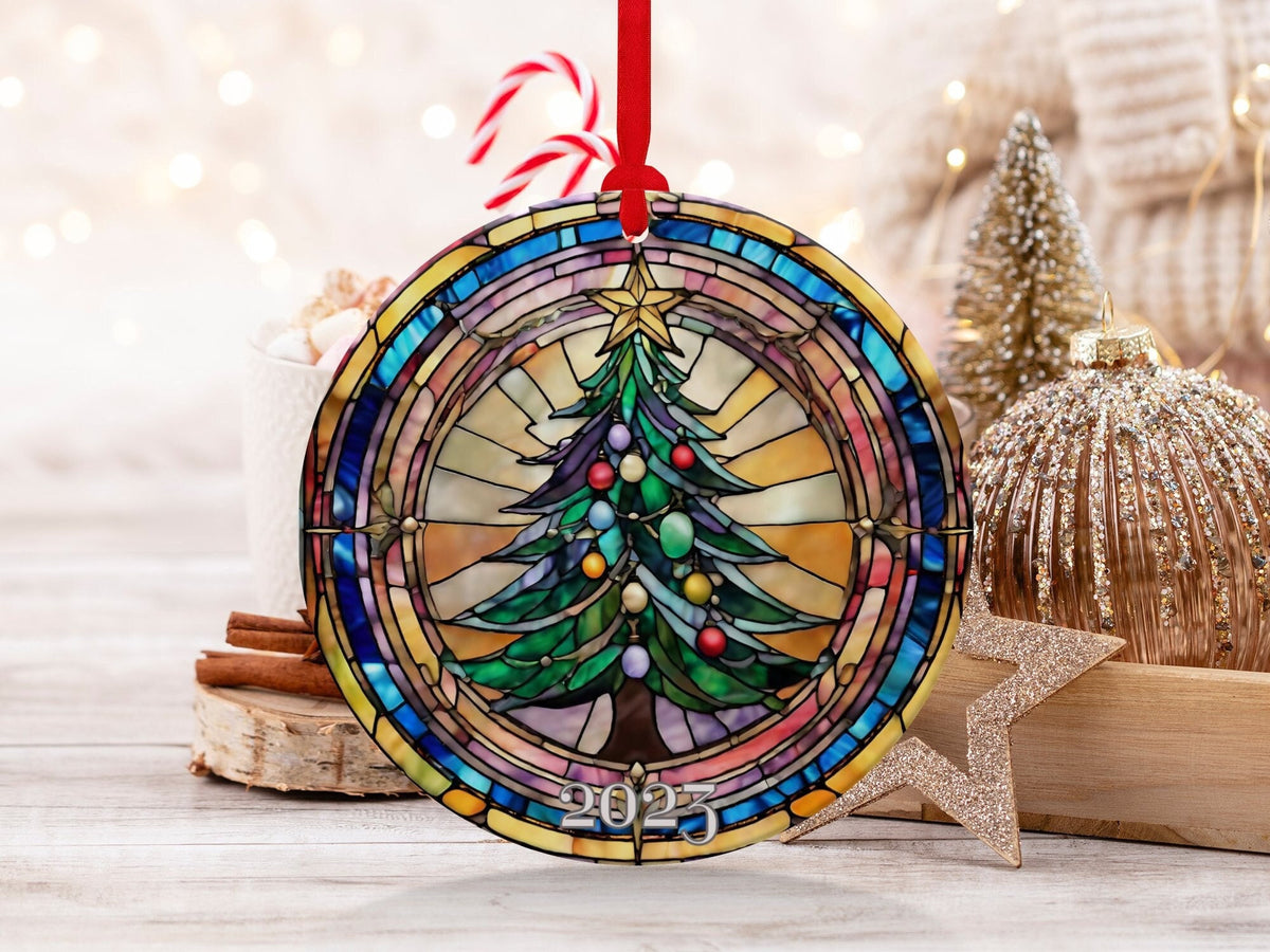 Christmas 2024 Ornament, Christmas Decoration, Holiday Gift Idea, Heirloom Keepsake, Round Ceramic, Gift Exchange, Gift Idea, Xmas Tree