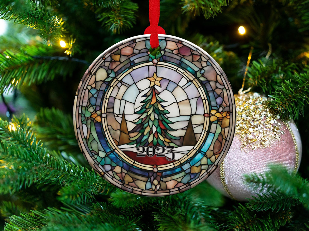 Christmas 2024 Ornament, Christmas Decoration, Holiday Gift Idea, Heirloom Keepsake, Round Ceramic, Gift Exchange, Gift Idea, Xmas Tree