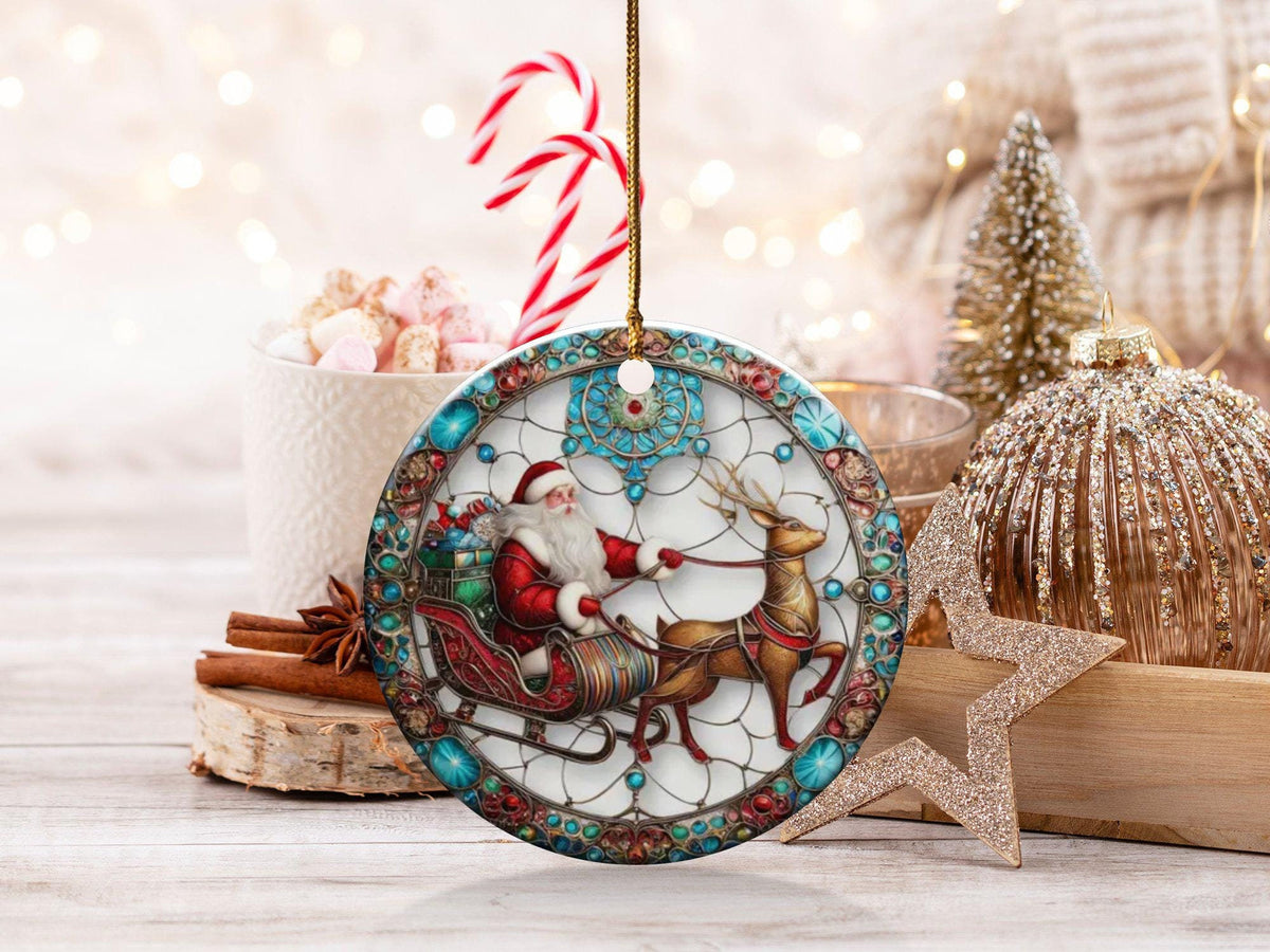 Christmas 2024 Ornament, Christmas Decoration, Holiday Gift Idea, Heirloom Keepsake, Round Ceramic, Gift Exchange, Gift Idea, Santa Claus
