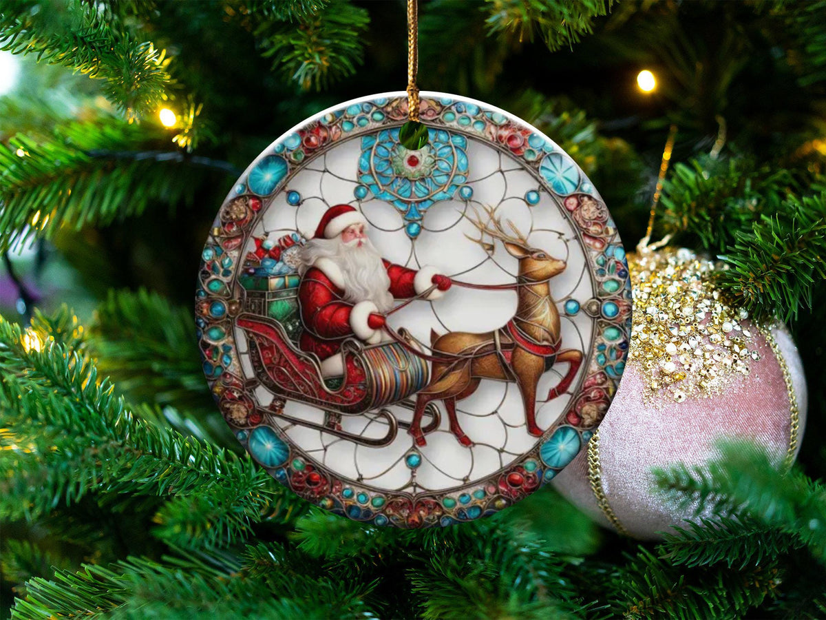 Christmas 2024 Ornament, Christmas Decoration, Holiday Gift Idea, Heirloom Keepsake, Round Ceramic, Gift Exchange, Gift Idea, Santa Claus