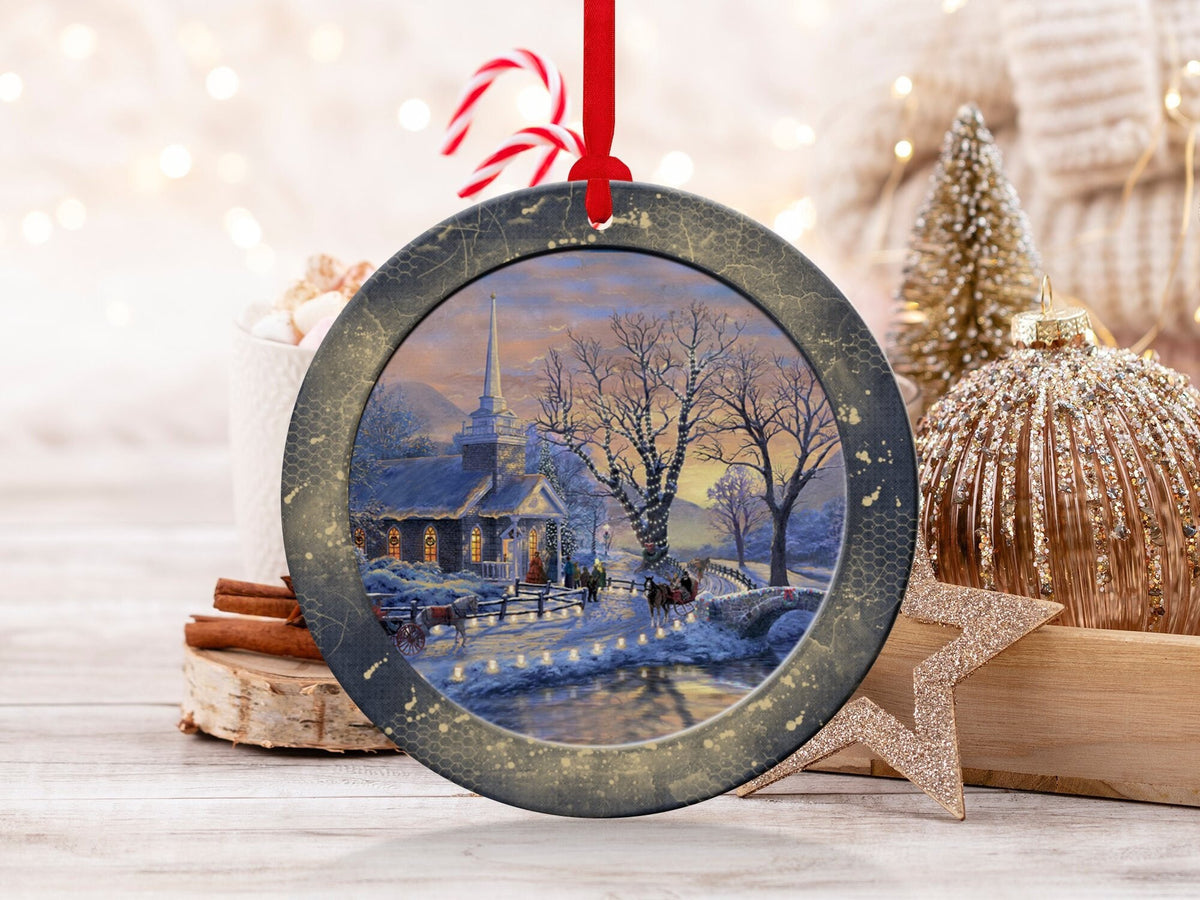 Christmas 2024 Ornament, Christmas Decoration, Holiday Gift Idea, Heirloom Keepsake, Round Ceramic, Gift Exchange Gift Idea, Church Ornament