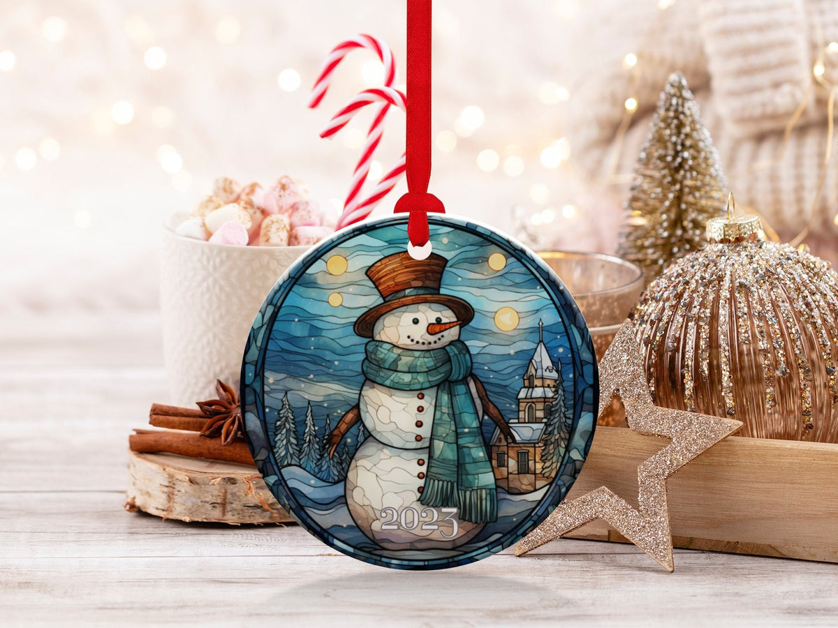 Christmas 2024 Ornament, Christmas Decoration, Holiday Gift Idea, Heirloom Keepsake, Round Ceramic, Gift Exchange, Gift Idea, Xmas Tree