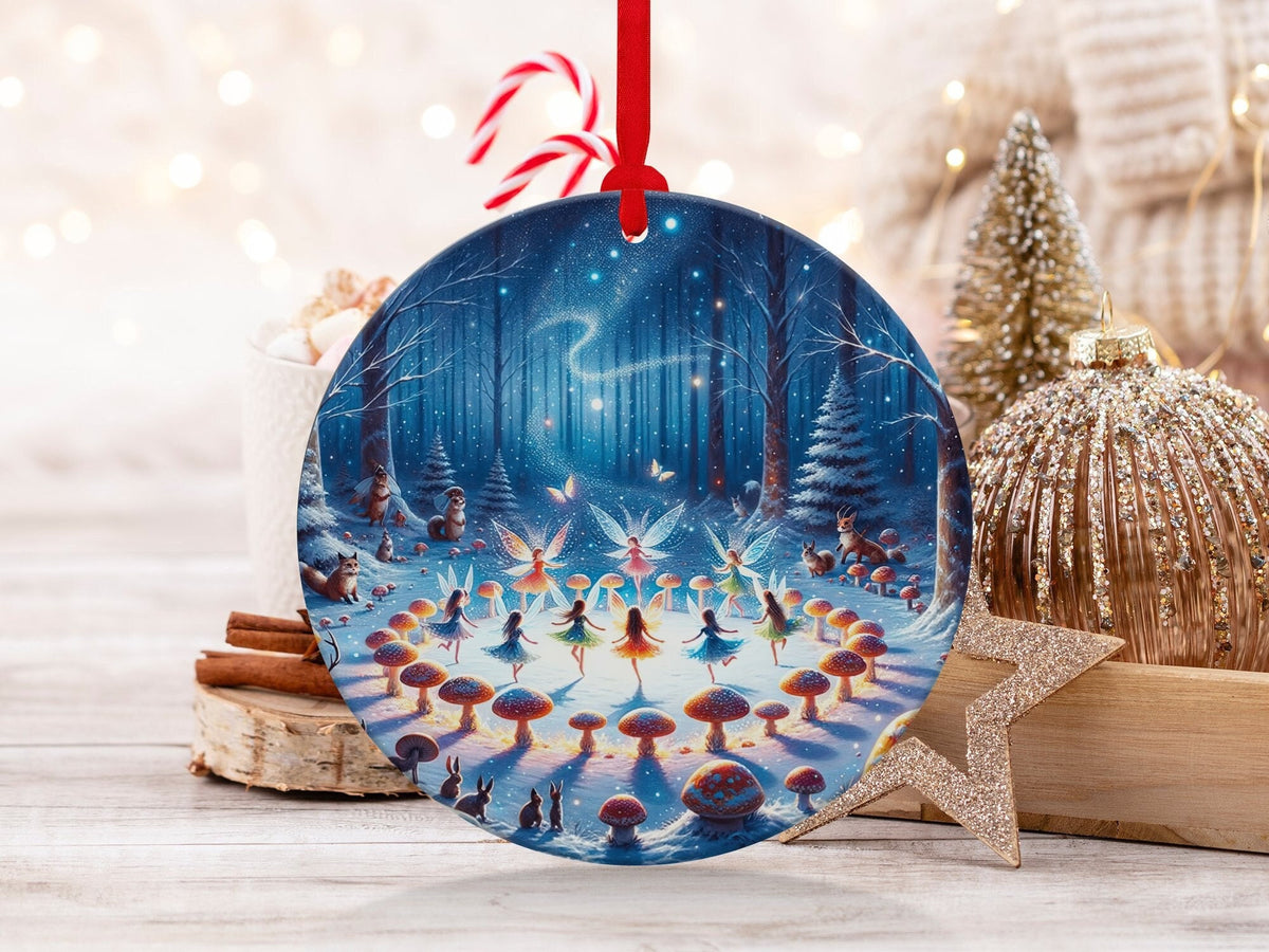 Christmas 2024 Ornament, Christmas Decoration, Holiday Gift Idea, Heirloom Keepsake, Round Ceramic, Gift Idea, Fairy Wonderland