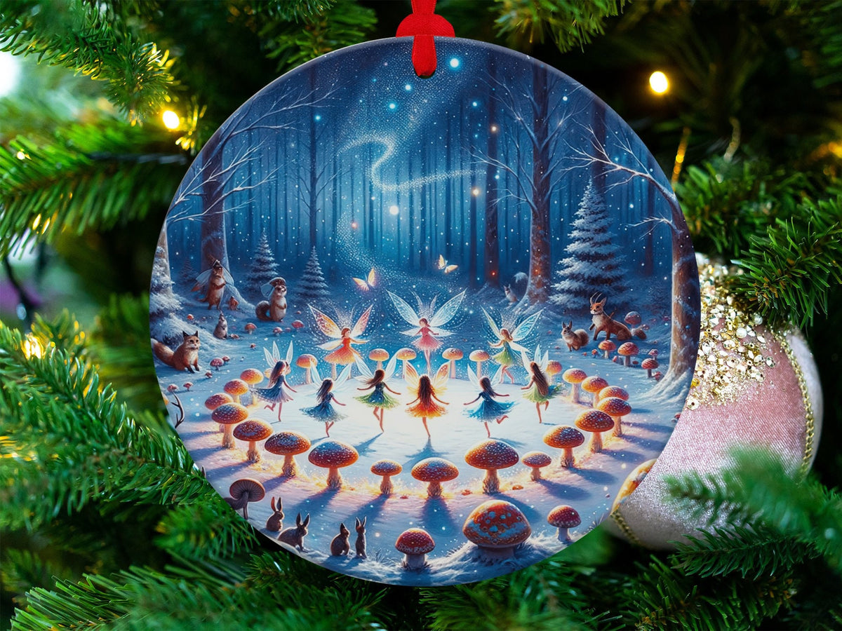 Christmas 2024 Ornament, Christmas Decoration, Holiday Gift Idea, Heirloom Keepsake, Round Ceramic, Gift Idea, Fairy Wonderland
