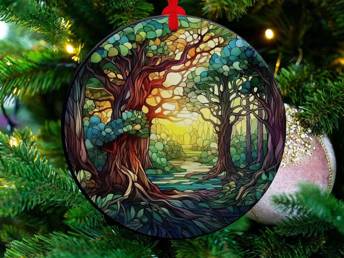 Christmas 2023 Ornament, Christmas Decoration, Holiday Gift Idea, Heirloom Keepsake, Round Ceramic, Gift Exchange, Gift Idea, Forest