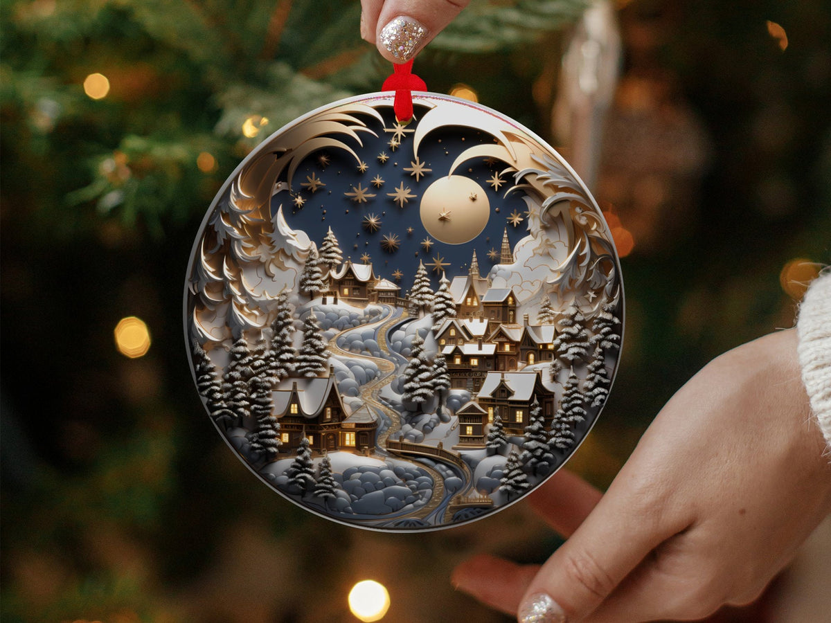 Christmas 2024 Ornament, Christmas Decoration, Holiday Gift Idea, Heirloom Keepsake, Round Ceramic, Gift Exchange, Gift Idea, Xmas Village