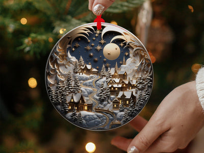 Christmas 2024 Ornament, Christmas Decoration, Holiday Gift Idea, Heirloom Keepsake, Round Ceramic, Gift Exchange, Gift Idea, Xmas Village