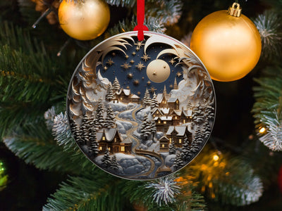 Christmas 2024 Ornament, Christmas Decoration, Holiday Gift Idea, Heirloom Keepsake, Round Ceramic, Gift Exchange, Gift Idea, Xmas Village