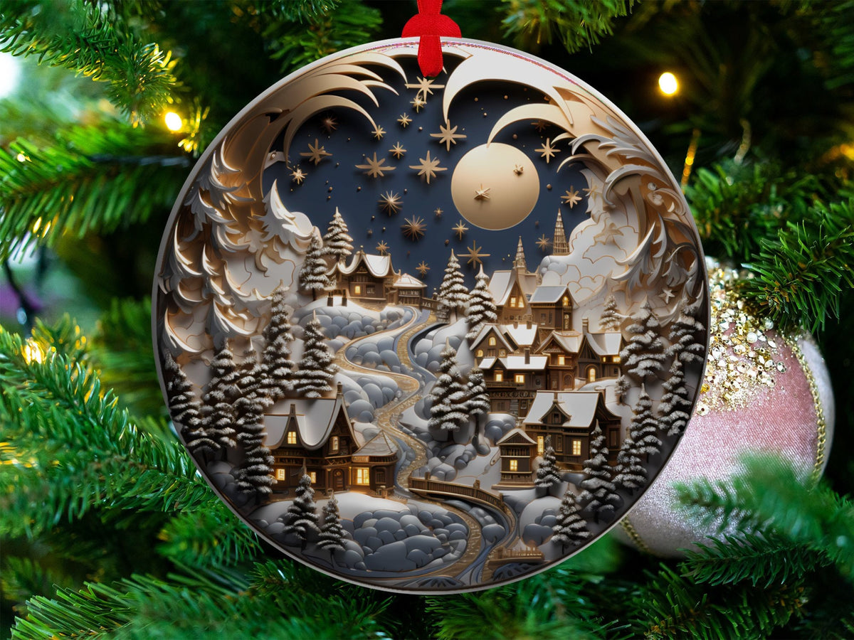 Christmas 2024 Ornament, Christmas Decoration, Holiday Gift Idea, Heirloom Keepsake, Round Ceramic, Gift Exchange, Gift Idea, Xmas Village