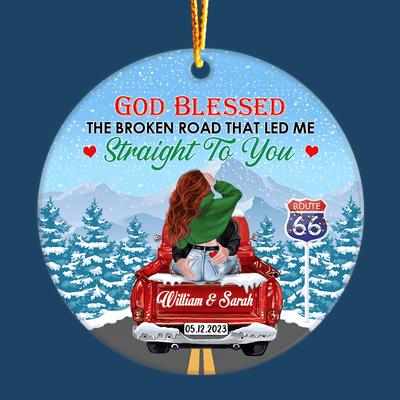 God Blessed The Broken Road That Led Me Straight To You - Personalized Couple Ornament