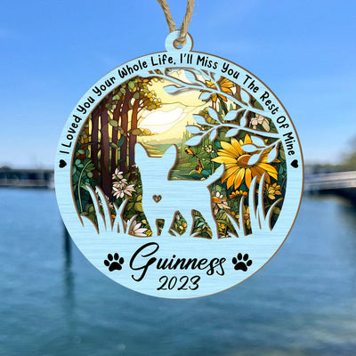 Dog Memorial Suncatcher Personalized Ornament - Loss Of Pet Sympathy Gift - Handmade Custom Name And Dog Breed Decor, Engraved Dog Lovers Gift