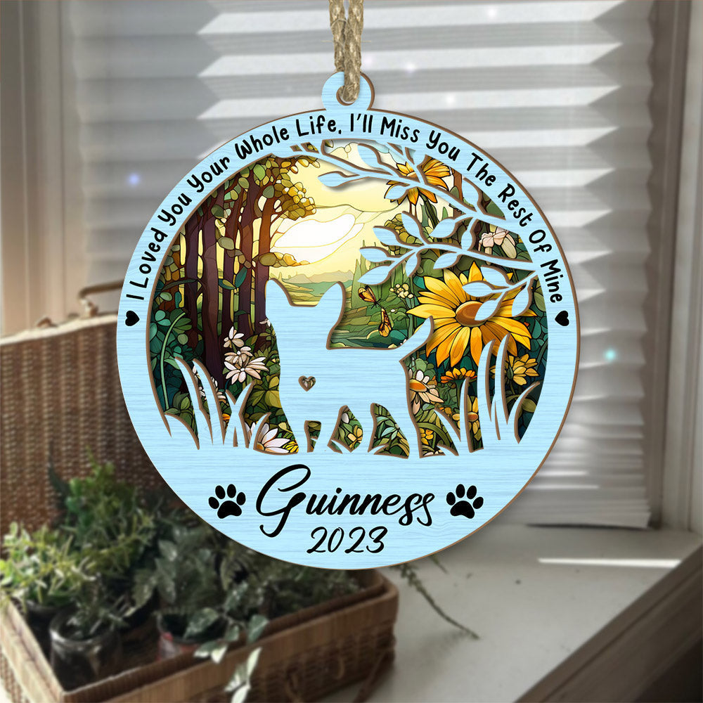 Dog Memorial Suncatcher Personalized Ornament - Loss Of Pet Sympathy Gift - Handmade Custom Name And Dog Breed Decor, Engraved Dog Lovers Gift