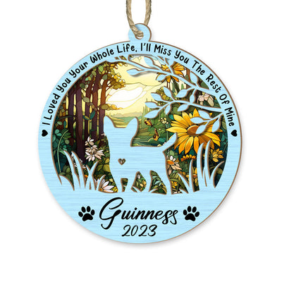 Dog Memorial Suncatcher Personalized Ornament - Loss Of Pet Sympathy Gift - Handmade Custom Name And Dog Breed Decor, Engraved Dog Lovers Gift