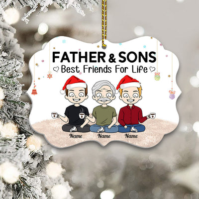 Personalized Father And Son Best Friends For Life Medallion Acrylic Christmas Ornament For Son - Ornament For Father