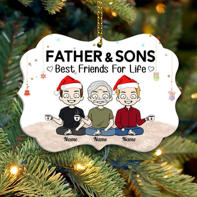 Personalized Father And Son Best Friends For Life Medallion Acrylic Christmas Ornament For Son - Ornament For Father