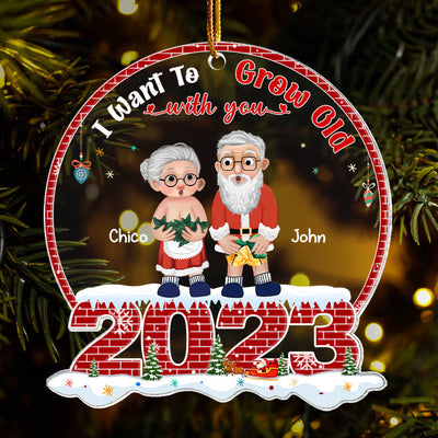 I Want To Grow Old With You - Old Couple Gift - Personalized Acrylic Ornament, Funny Old Couple Ornament