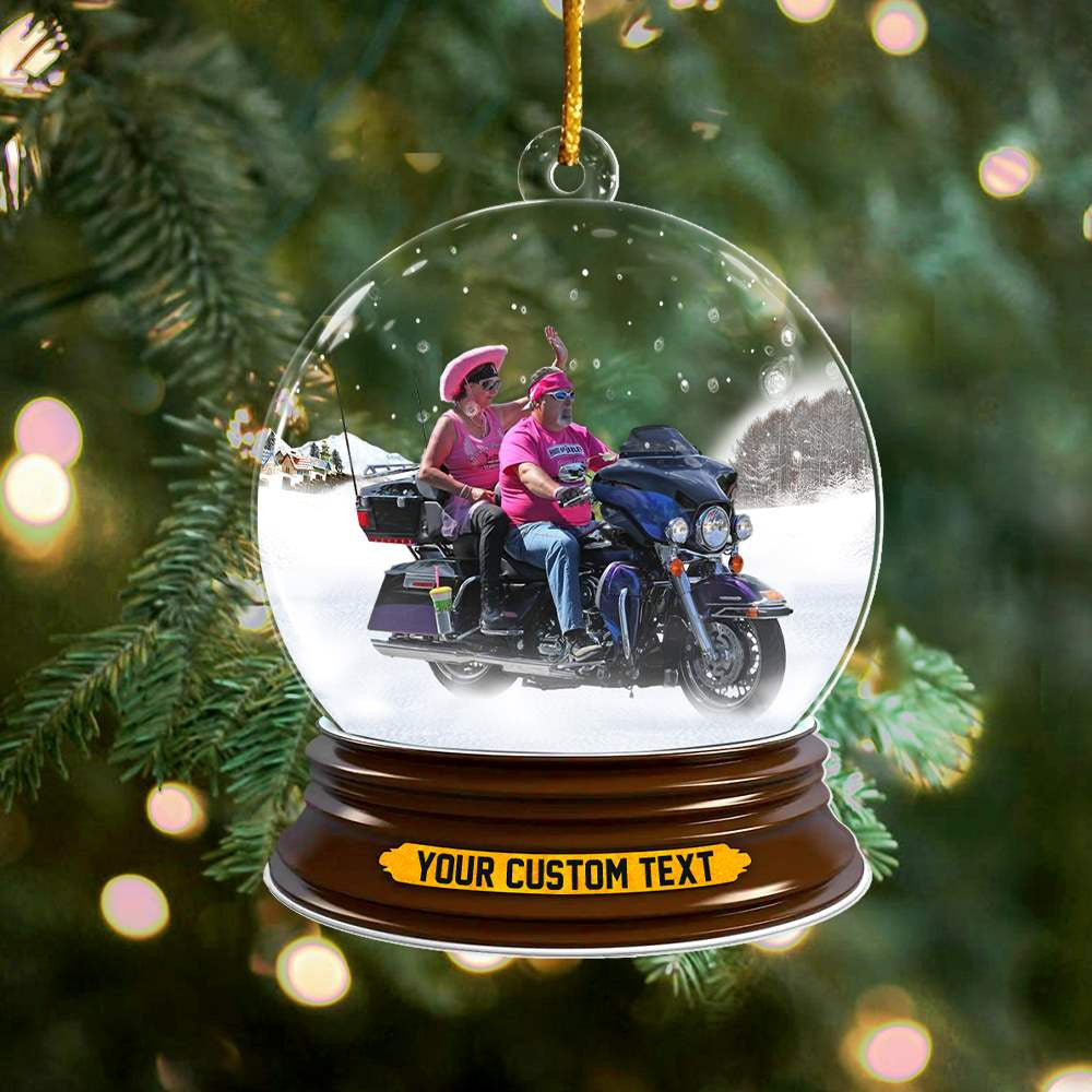 Biker Best Moments Of The Year In Christmas Snowball Christmas Acrylic Ornament Upload Photo For Biker Lover